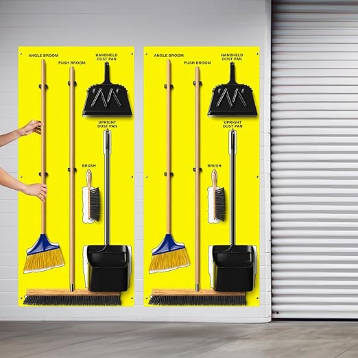 Clean &amp Sweep 5S Shadow Board/Wall Mount Broom Holder 68 x 30 Board 5S Cleaning Station - Board Only Tools Sold Separately Made in The USA by AccuformNMC Yellow/White PSB714YLWT