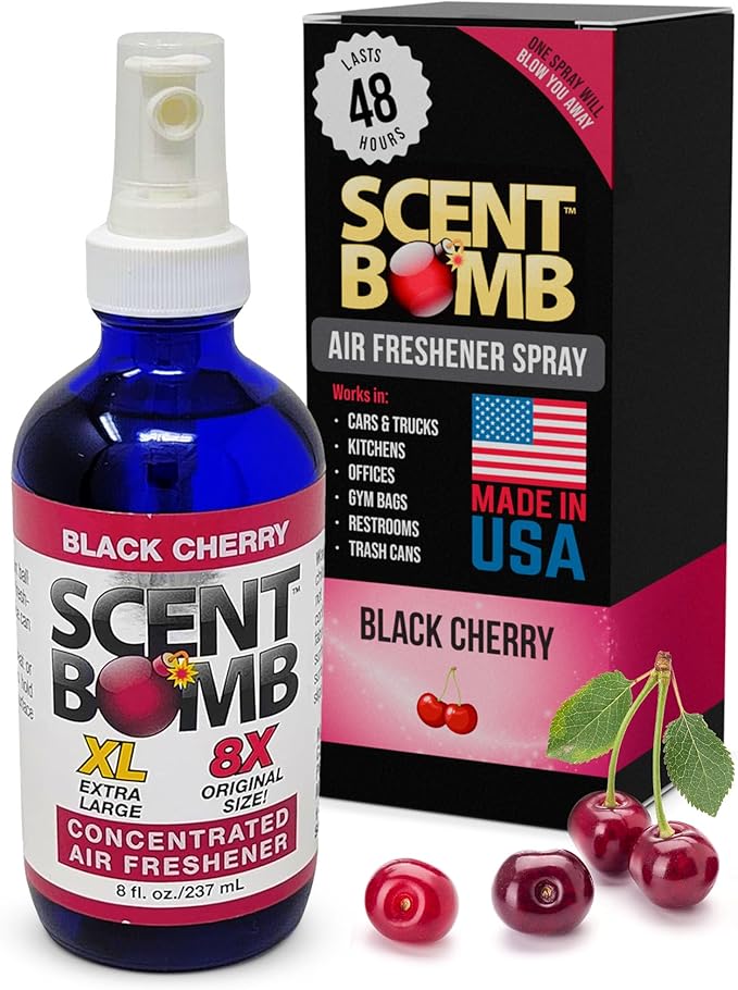 Scent Bomb Air Freshener Spray Long-Lasting Odor Eliminator for Home &amp Car Effective Deodorizer for Kitchen Bathroom Fresh Room Spray &amp Smell Neutralizer Black Cherry Scent