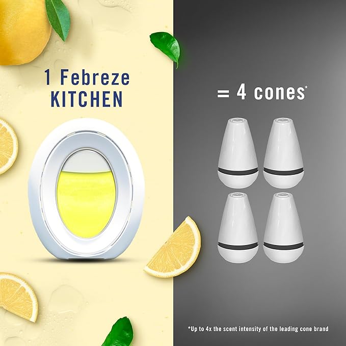 Febreze Kitchen Air Freshener Odor-Fighting Plug In Alternative Air Fresheners for Home and Bathroom and Kitchen Closet Air Fresheners Fresh Lemon Scent 6 Count