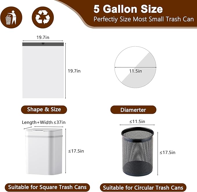 5 Gallon Trash Bags Drawstring 360 Count 1.2 Mil Thick Garbage Bags by WOWSOLID Fit Liners 15-20 Liter 4.5-5.5 Gal Trash Can Bin for Bathroom Kitchen Bedroom Office