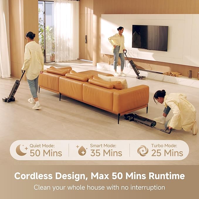 DREAME H12 FlexReach Vacuum Mop 0 Tangle Wet Dry Vacuum Cleaner Cordless Vacuum Mop All-in-One for Hard Floors 180° Lie-Flat Floor Cleaner Machine with 194°F Hot Self-Cleaning 50Mins Runtime