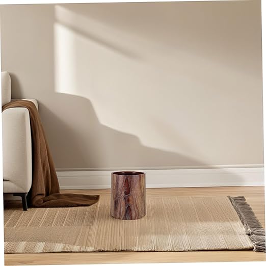 Wood Pattern Trash Can Vintage Style Wastebasket Without Lid for Kitchen Bathroom Home Office