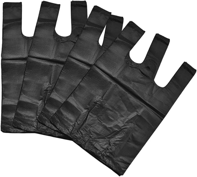 TOYANDONA 200pcs Black Plastic Trash Bags with Handles 48.5x31cm Thickened Garbage Bags for Home Kitchen Bathroom Office Use