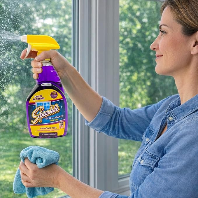 Sparkle Glass Cleaner Refill 1 Gallon (128 Fl Oz) – Ammonia-Free Heavy Duty Streak-Free Formula for Windows Mirrors &amp Glass (Pack of 6)