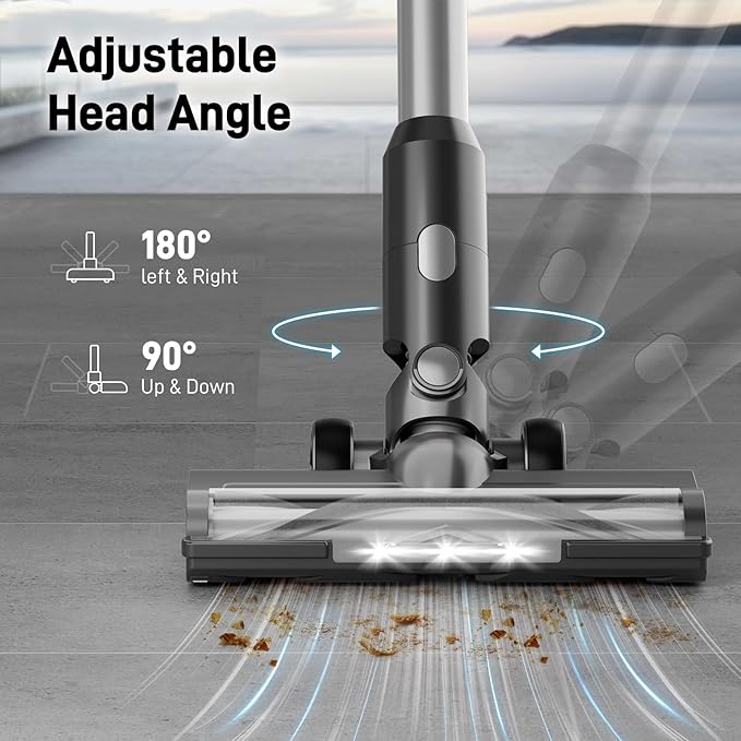 KIKETECH Cordless Stick Vacuum Cleaner - 8 in 1 Lightweight Stick Vacuum with 40min Runtime Powerful Suction Rechargeable Portable Cordless Vacuum for Carpet Hard Floor Pet Hair