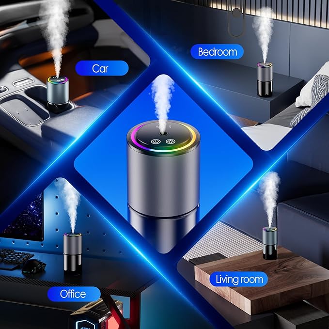 Smart Car Air Freshener DiffuserRGB Music Syncing LightAuto On/OffCar Air Freshener 150ml Capacity for 6 MonthsSuitable for Cars Offices and Living rooms