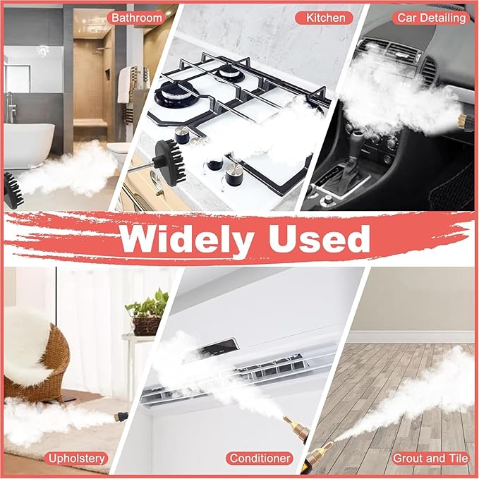 2500W Handheld Steam Cleaner High Temperature Pressurized Steam Machine with Brush Heads Rapid Heating and Powerful Deep for Kitchen Bathroom Car (US Plug 110V)