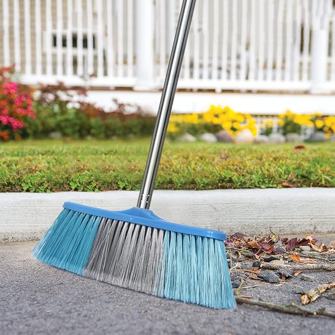 LandHope Heavy Duty Broom 15.75in Wide Push Broom 45.67in Long Handle Adjustable Floor Sweeper for Indoor Outdoor Commercial Warehouse Home Kitchen Patio Garden Garage