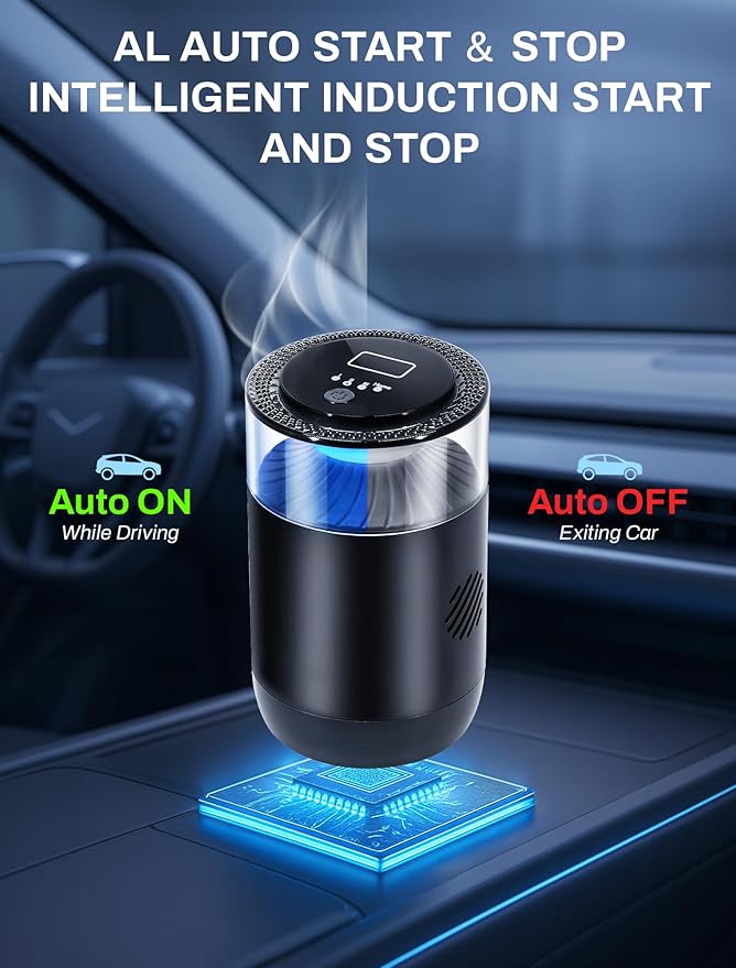 Smart Car Air FreshenerAmbient Light &amp Mist Fragrance2 Pack Refill for 6 MonthsAuto On/Off3 Adjustable ModesBlack Air Freshener Perfect for CarBedroomOfficeRestrooms. (Osmanthus Orchid)