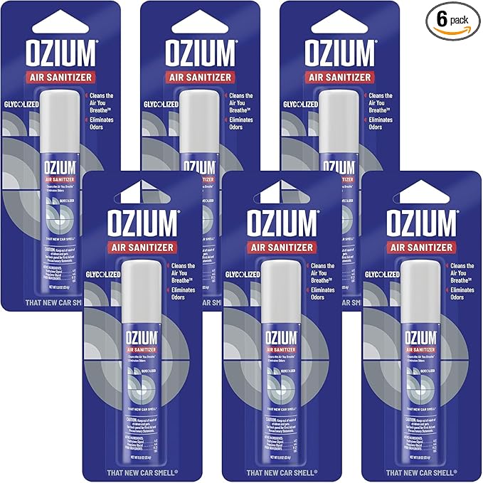 Ozium 0.8 oz. Air Sanitizer &amp Odor Eliminator for Homes Cars Offices and More New Car Scent Pack of 6
