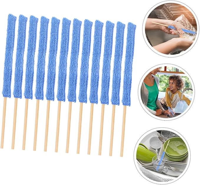 Zerodeko 48pcs Microfiber Glass Cup Cleaning Sticks Soft Sink Cleaner Brush Dish Scrubber