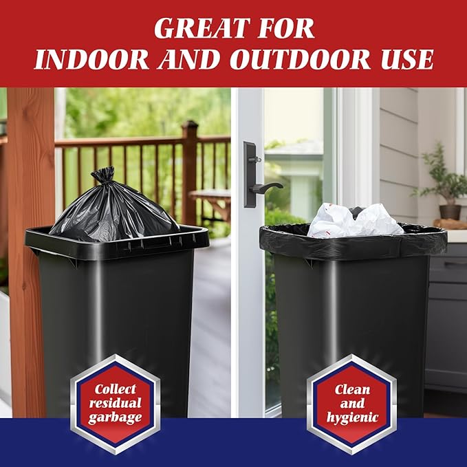 30-33 Gallon 300 Counts Large Trash Bags Black Garbage Bags Large Trash Can Liners for HomeKitchenOfficeAll Purpose Light Residential or Commercial WasteOutdoor Lawn and Leaf Bags