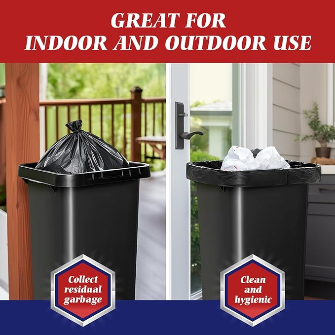 Teivio 55-60 Gallon Black Trash Bags | 180 Bags Extra Large Multi-Use Heavy Duty Commercial Garbage Bags | Lawn And Leaf Bags | Outdoor Yard Waste Bag | Contractor Workshops Trash Bin Liner