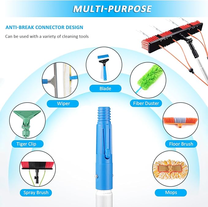 Telescopic Window Cleaner kit with Adjustable Brush Head 3-12m Extendable Window Cleaning Pole Water Fed Telescopic Brush Solar Panel Washing Equipment Cleaning Conservatory Roof 55cm Brush Head