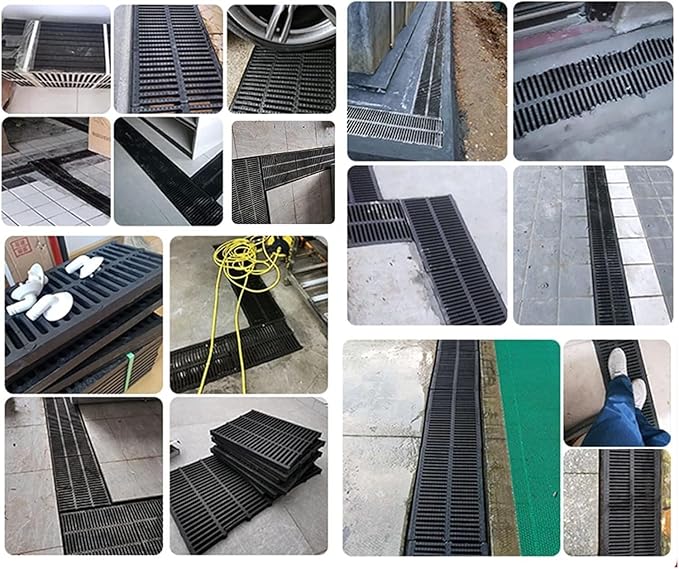 Drainage Channel Grating Cover for Outdoor Trench Floor Gutters Rectangular Drainage Grate for Garage Farm Car Parks Storm Drain Channel (50x25x2cm)
