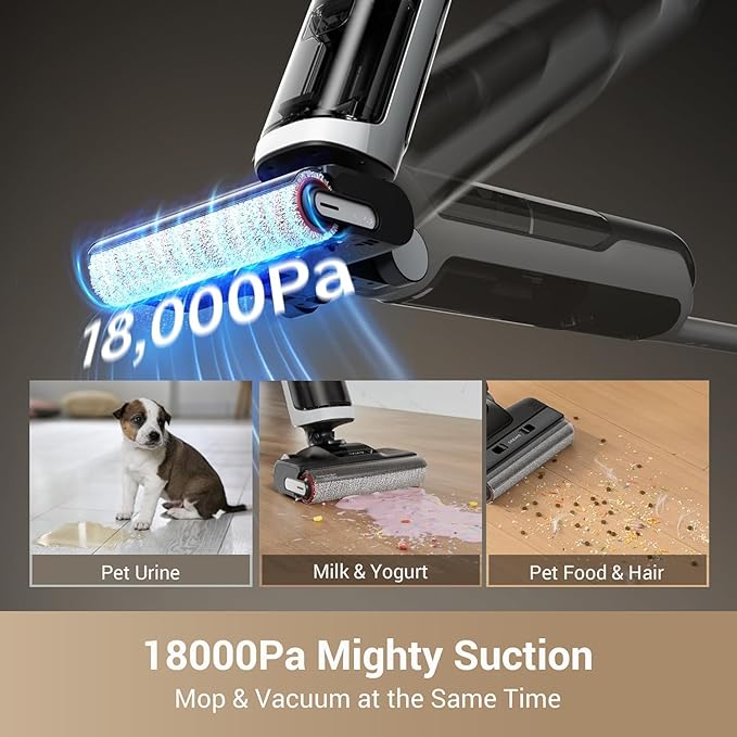 dreame H14 Cordless Vacuum Mop 180° Lie-Flat Wet Dry Vacuum cleaner 140°F Brush Washing Fast Hot Air Drying in 5Mins Smart Hard Floor Cleaner Machine with Powerful Suction Great for Sticky Messes