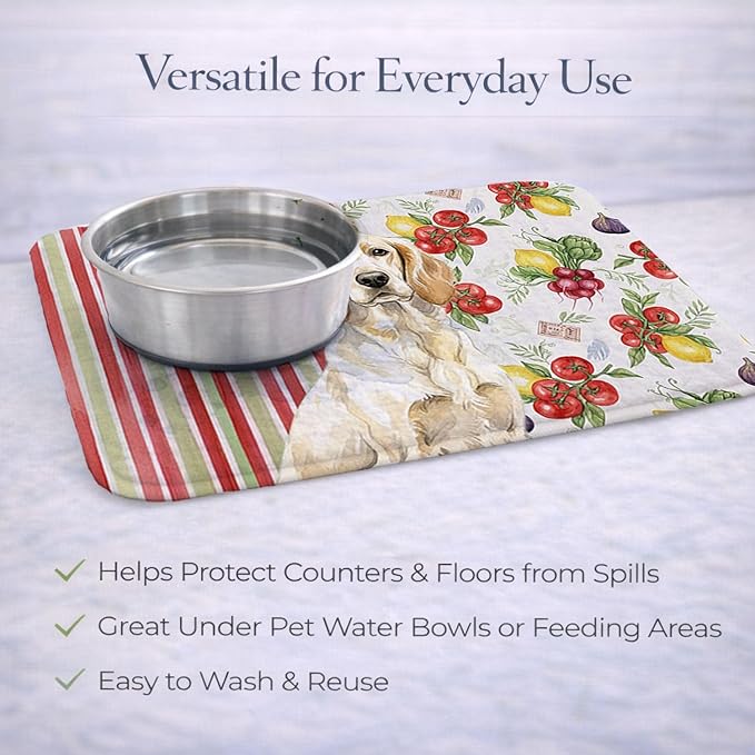 Caroline's Treasures Lemon Belton English Setter Vegetables Dish Drying Mat Absorbent Dish Drying Mat Pad for Kitchen Counter Dish Drainer Mat for Countertop 14 x 21 Multicolor