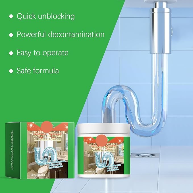 Pipe Unclogging Cleaning Powder - Dissolve Hair Grease &amp Food Residue Clogs Deep Clean Drains &amp Eliminate Odors(3PCS)