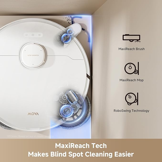 Mova P10 Pro Ultra Gen 2 Robot Vacuum and Mop 26000Pa Suaction 212°F Hot Water Auto Mop Washing 1-Hour Hot Air Drying Extenable Mop All-in-One Dock Triple Anti-Tangle System for Home