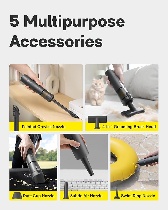 HOTO Handheld Car Vacuum Cleaner Cordless 4-in-1 Portable Mini Vacuum with 20000Pa Strong Suction Electric Compressed Air Duster Blower for Car Desk Computer Keyboard Home Office Cleaning