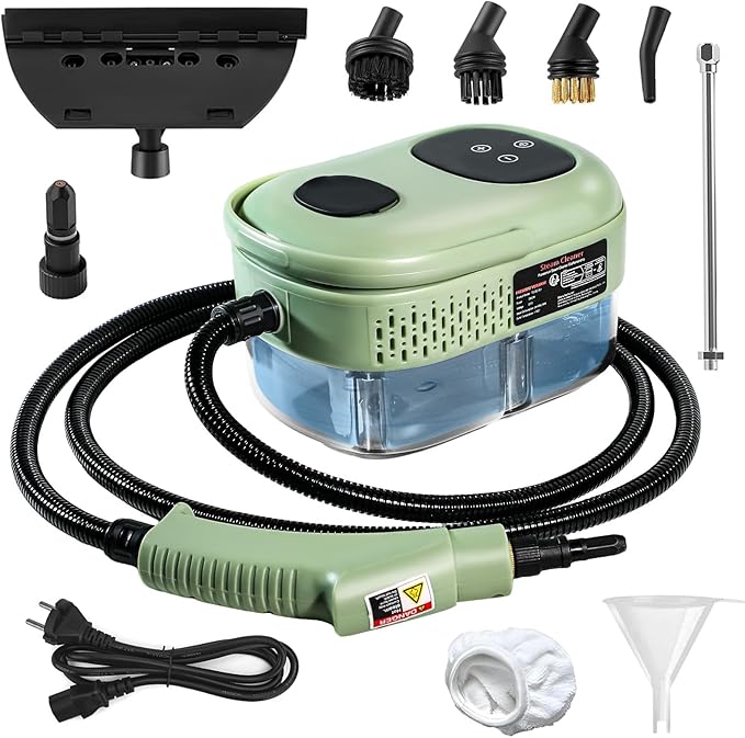 Steam Cleaner 15s Heat-Up 6-Level Adjustable Handle High Pressure Steamer for Cleaning with 11 pcs Accessories Handheld Cleaning Steamer for Home Floors Car Upholstery Grout Bathroom Kitchen