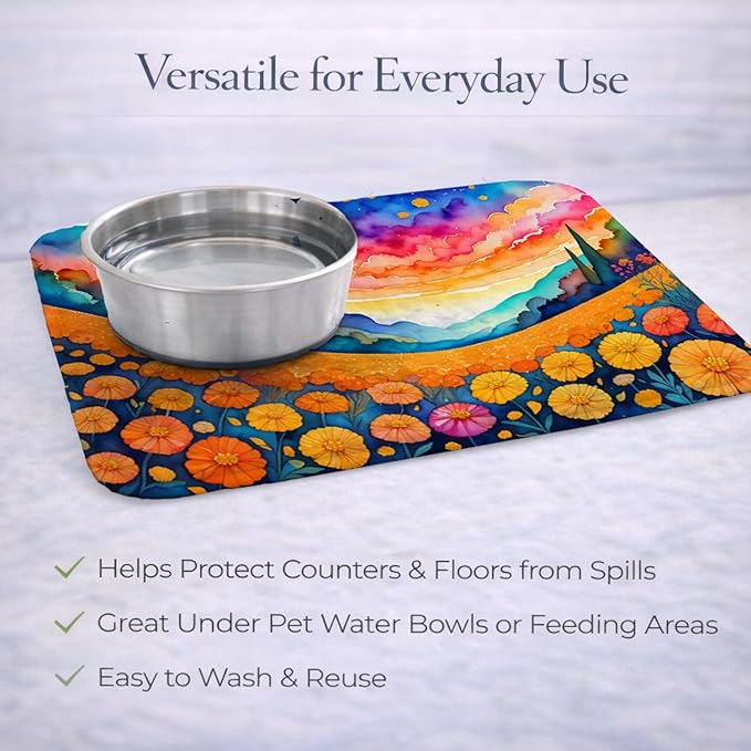 Caroline's Treasures DAC1447DDM Marigolds in Color Dish Drying Mat Absorbent Dish Drying Mat Pad for Kitchen Counter Dish Drainer Mat for Countertop 14 x 21 Multicolor