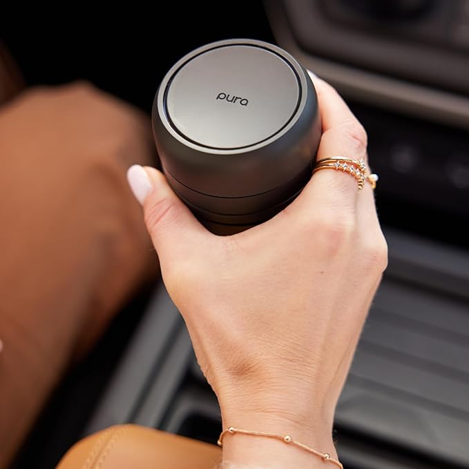 Thymes Frasier Fir Pura Car Diffuser – Pura Car Air Freshener with Refill – Frasier Fir Diffuser Refill with Notes of Crisp Siberian Fir Needles Cedarwood &amp Sandalwood
