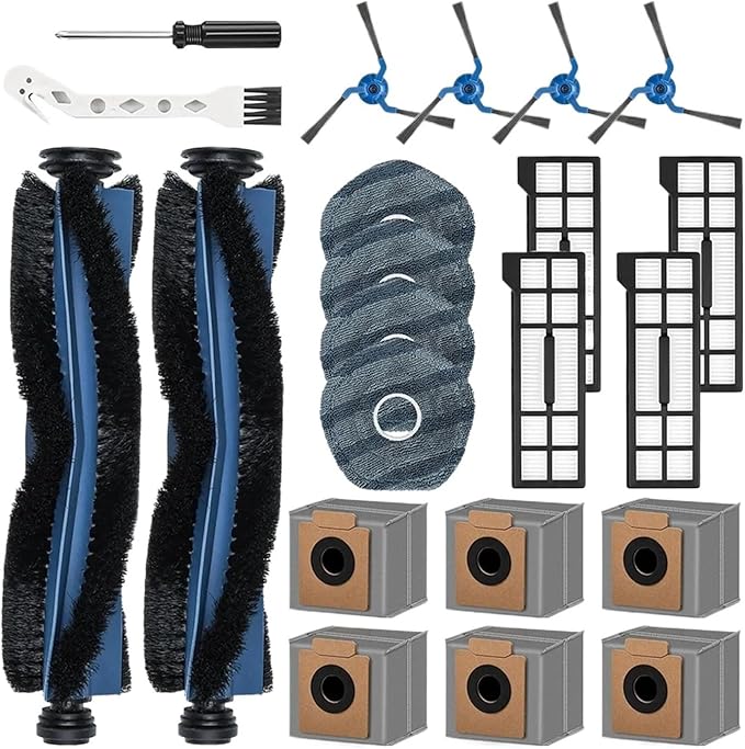 22-Pack Compatible for Eufy X10 Pro Omni Robot Vacuum Cleaner Accessories: Brushes Filters Mop Pads Dust Bags and Tools