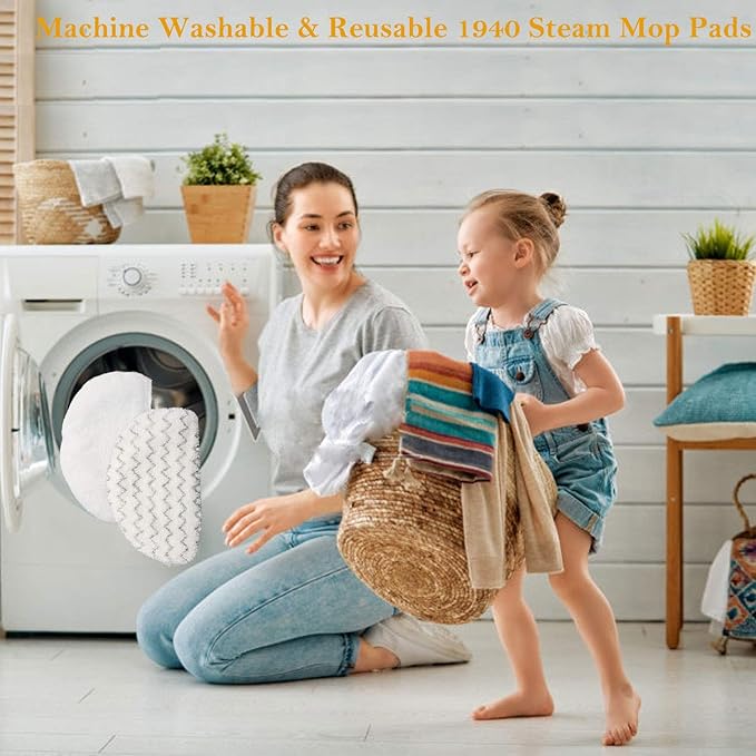8 Pack Replacement Steam Mop Pads for Bissell Powerfresh Steam Mop 1940 1440 1544 1806 2075 Series Model 19402 19404 19408 19409 1940a 1940f 1940q 1940t 1940w B0006 B0017 Washable Cleaning Pads