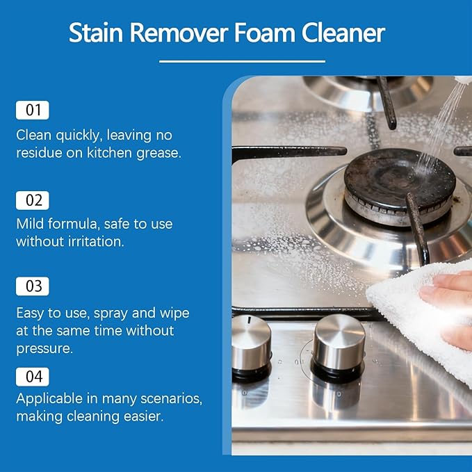 Multi-Surface Oil Stain Cleaner 300ml Spray Easy To Use Suitable For Kitchen Stove Household Cleaning(1pcs)