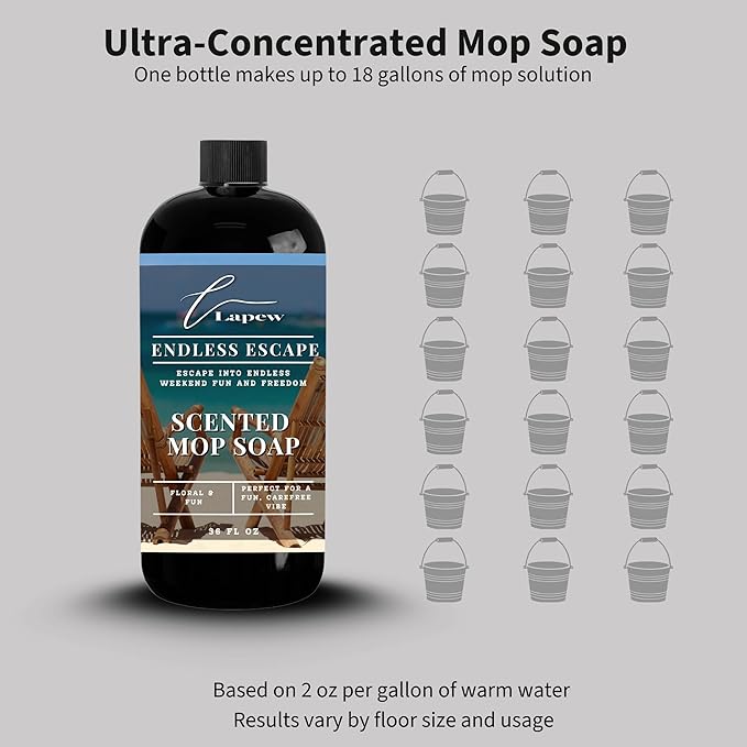 Lapew Endless Escape Scented Mop Soap - Luxury Floor Cleaner Concentrate for Mopping Tile Laminate Vinyl &amp Hardwood | Streak-Free Low-Foam | 36 oz