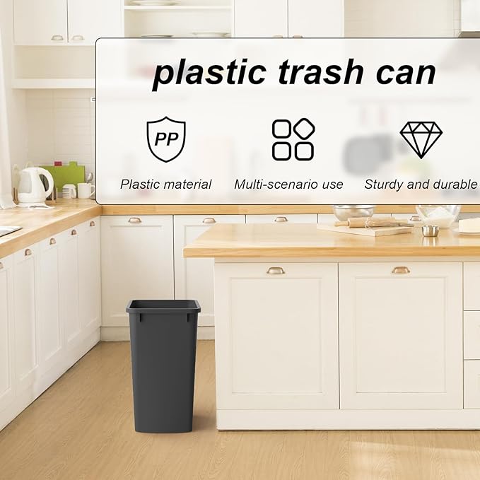 35QT Kitchen Trash Can Sturdy and Lightweight Slim Trash Can Trash Cans for Kitchen Workspace Bathroom Office Easy to Clean 2-Pack Black
