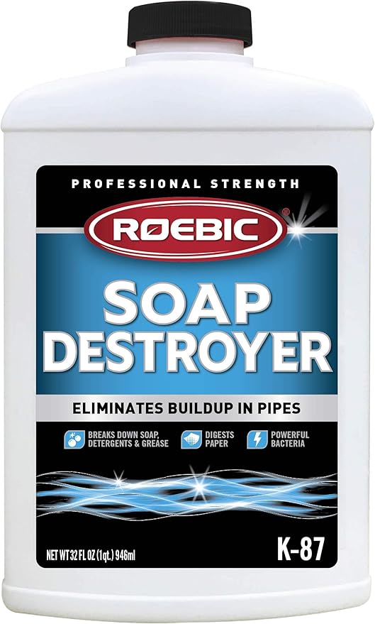 Roebic K-570-Q 32-Ounce Leach And Drain Field Opener Concentrate &amp K-87 Soap Destroyer Exclusive Bacteria Eliminates Buildup in Septic Tank Pipes 32 Ounces &amp K-97 Main Line Cleaner 32 Ounce