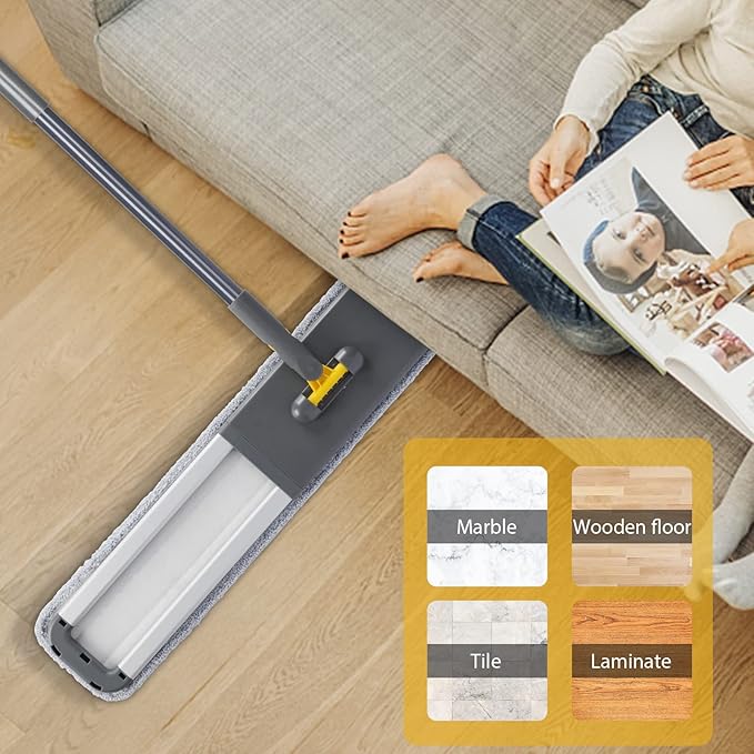 MASTERTOP 36 Professional Industrial Dust Mop for Floor Cleaning Heavy Duty Wet &amp Dry Commercial MopLarge Flat Floor Mops with Telescopic 62'' Long HandleDust Broom for HardwoodTilesOffice