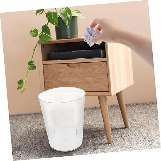 Cabilock Transparent Plastic Wastebasket for Home and Office Lightweight Compact Garbage Recycling Container Simple Stylish Trash Can for Living Bedroom Kitchen Use