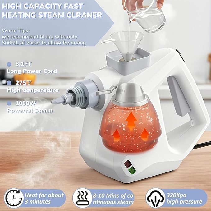 Petyoung Handheld Steam Cleaner Professional Pressurized Steam Cleaner with 9 Accessories Multipurpose Steam Cleaner for Home Use for Cleaning Floor Upholstery Grout Window and Car