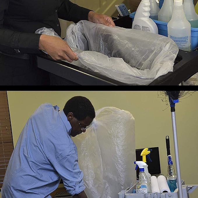 Aluf Plastics High Density Trash Bags 26 Gallon 250 Count 16 Micron (eq) 29 x 44 Clear for Bathroom Office Industrial Commercial Janitorial Municipal Recycling