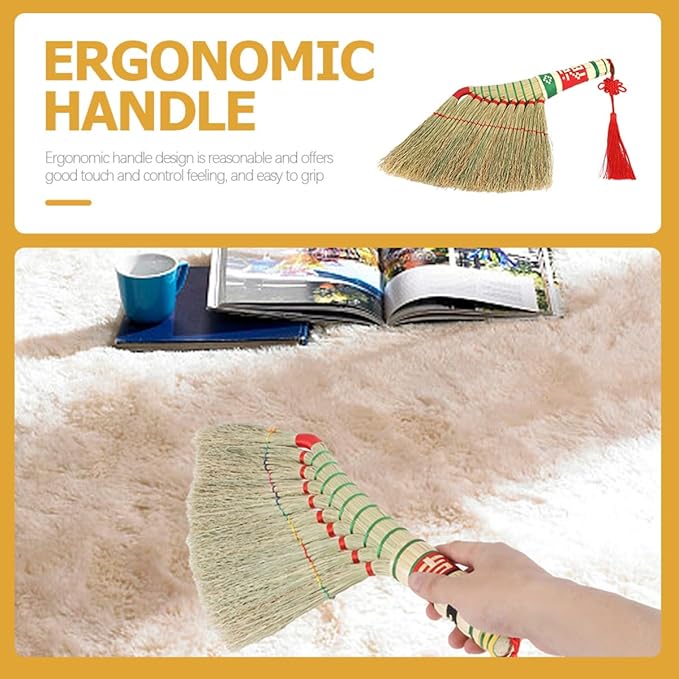 Handmade Woven Hand Broom Large Handle Duster for Indoor Sweeping Bedroom Bed Cleaning Household Use Random Color