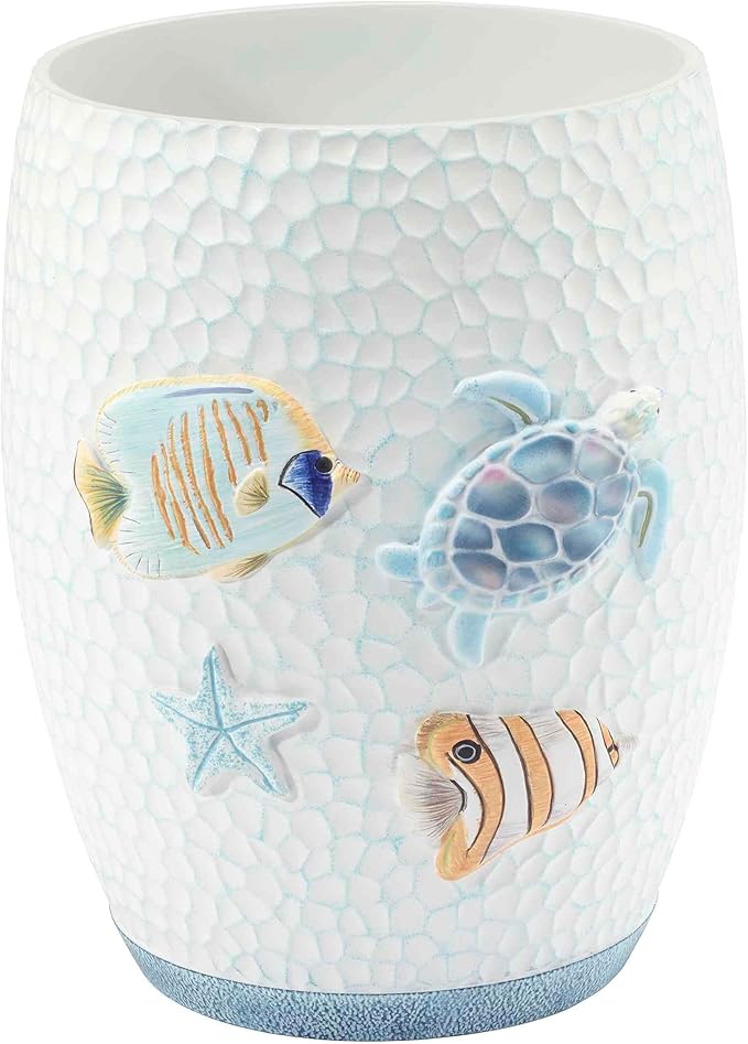 Avanti Linens - Wastebasket Decorative Trash Can Holiday Home Decor (Ocean Friends Collection)