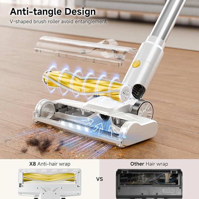 Cordless Vacuum Cleaner 35Kpa Vacuum Cleaner for Home 45Mins Stick Vacuum with LED Display Anti-Tangle &amp Wall Mount Charging 6 in 1 Lightweight Vacuum for Hard Floors Carpet Pet Hair