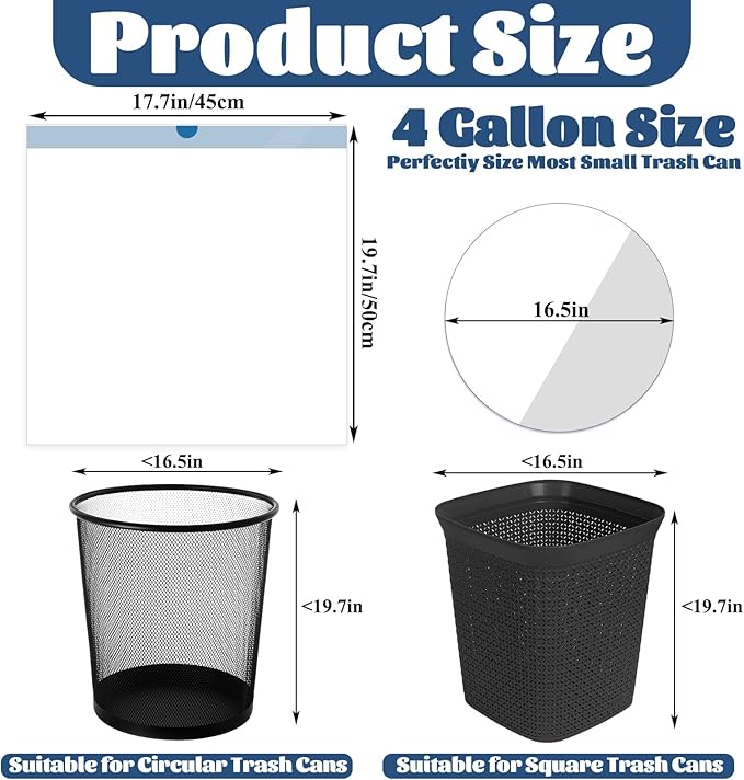 360 Count Small Trash Bags 4 Gallon 1.2 Mil Drawstring Mini Garbage Bags Plastic Trash Can Liners for Bathroom Accessories Bedroom Dorm Room Essentials Office White