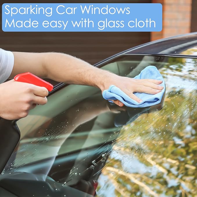 24 Pack Microfiber Glass Cleaning Cloth 16 Inch X 16 Inch Polishing Cloths Glass Cleaning Towel Lint Free Cloth for Cleaning Windows Glasses Mirrors Windshields Stainless Steel