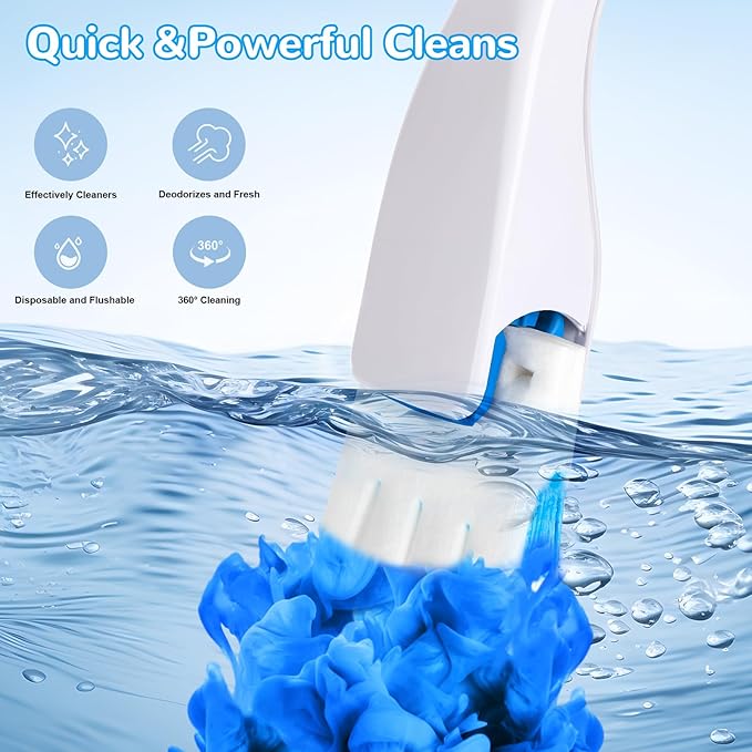 Disposable Toilet Bowl Brush Holder Cleaning System and 72 Refills Flushable Toilet RefillsToilet Refills Fresh for Bathroom Scrubber Cleaning Supplies