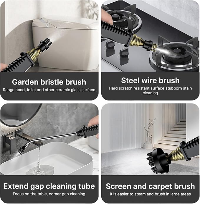 Handheld Multi-Surface Steam Cleaner with 4pcs Accessories Touch Screen 6 Levels Adjustable 15s Fast Steam Deep Cleaning with Portable Handle 1200ml/40.5oz Water Tank for Sofa Window Glass Kitchen