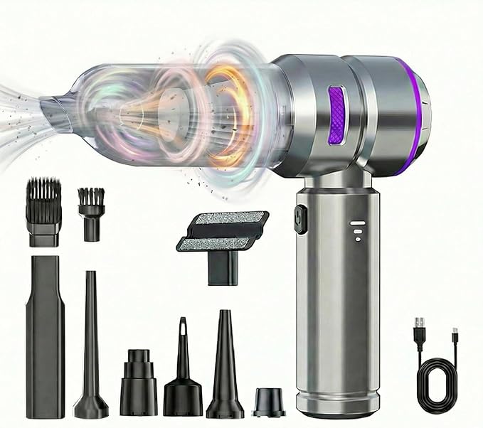 Portable Mini Car Vacuum Cleaner – Powerful Cordless Handheld Vacuum 21000Pa Suction Rechargeable Long Runtime 3 Adjustable Power Levels Lightweight 2-in-1 Suction &amp Blowing Function