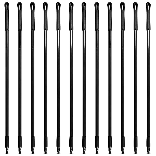 SPARTA 41225EC03 Fiberglass Broom Handle Mop Handle Replacement Handle With Acme Threaded Tip For Commercial Cleaning 48 Inches Black (Pack of 12)