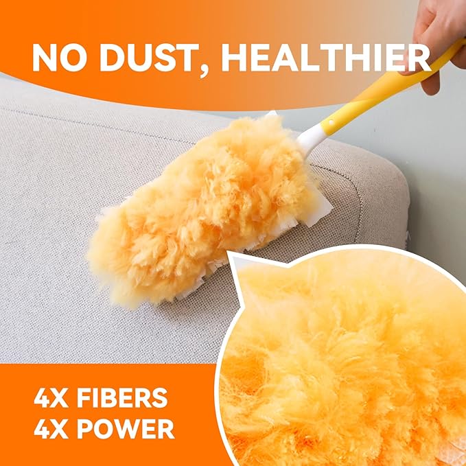 Duster Refills Bulk Compatible with Swiffer Dusters Swiffer Microfibre dust Cleaner for Cleaning Home Office Furniture (Yellow 20 PCS (360°)+Handle)