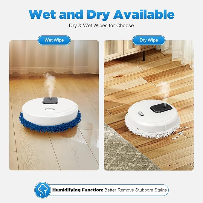 Automatic Mopping Machine Wet and Dry Mopping Robot with Spray FunctionPet Hair Pickup Lightweight Mopping Device for Home Kitchen Bedroom (9.8inch)