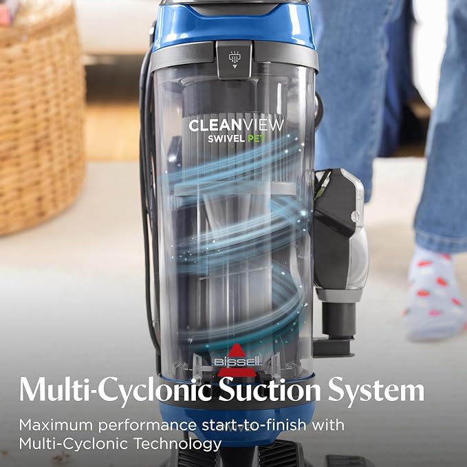 Bissell CleanView Swivel Vacuum with Triple Action Brush Roll Swivel Steering Extension Wand Easy-Empty Dirt Tank Multi-Cyclonic Suction System New 2024 Model