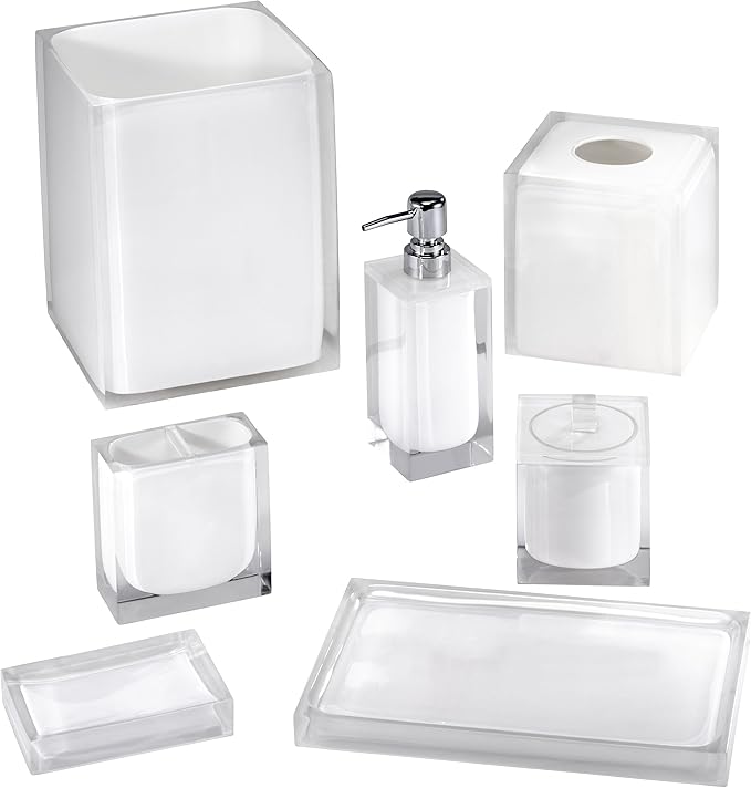 Izod - Soap Dish Sleek Resin Countertop Accessories Dorm Room Essentials Modern Home Decor (Marina Collection White)